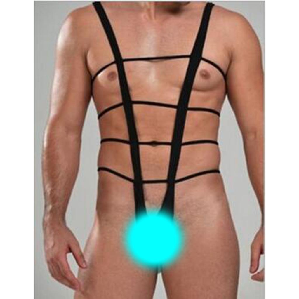 2 / Set Men See Through Mesh Bodysuit Bandage Underwear Lingerie