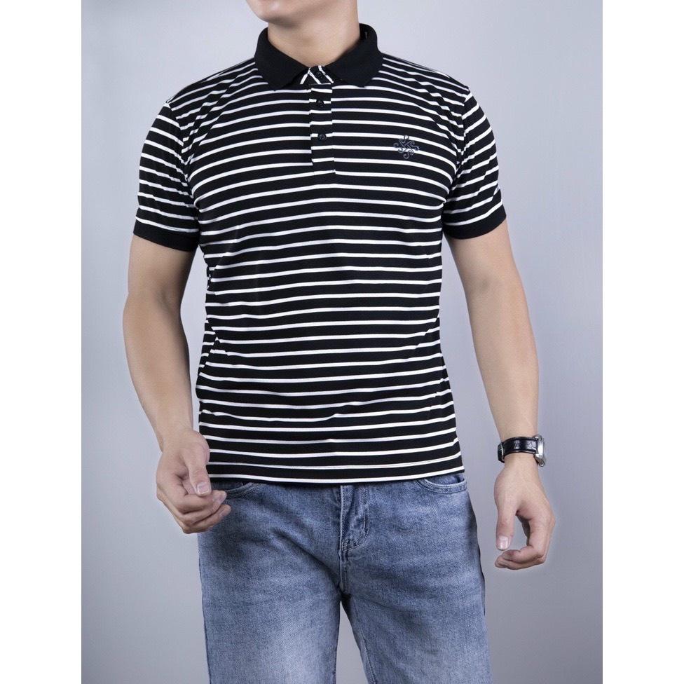 Áo thun polo nam kẻ sọc ngắn tay cổ bẻ vải cotton co dãn thoáng mát-KENT SHOP