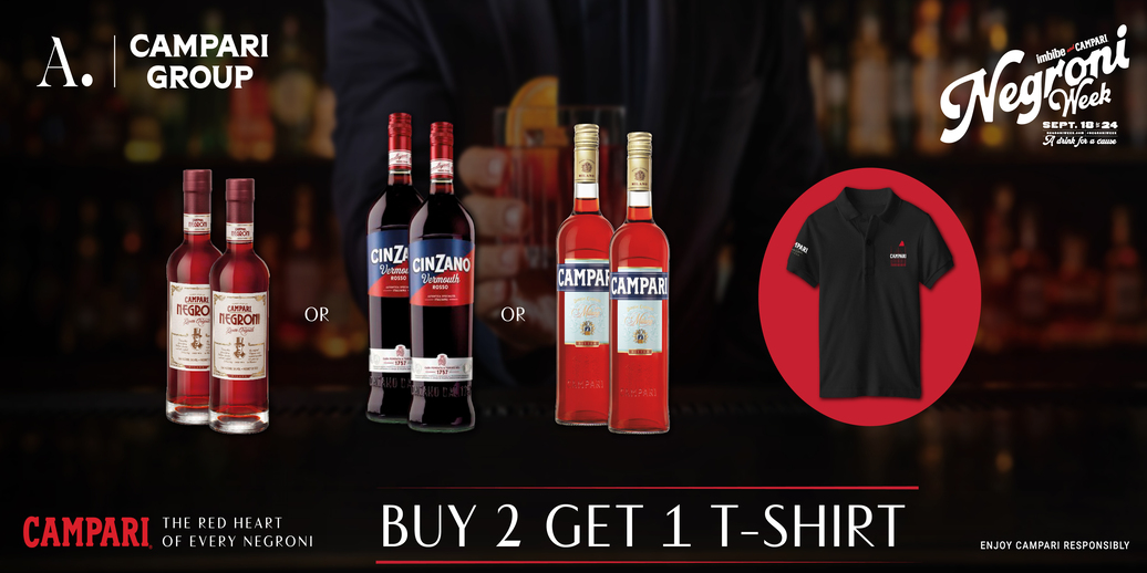 [GIFT-NOT FOR SALE] CAMPARI NEGRONI WEEK - MUA RƯỢU TẶNG ÁO TSHIRT - HÀNG TẶNG KHÔNG BÁN