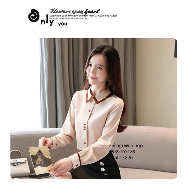 nh13820-SƠ MI NỮ VIỀN MÀU