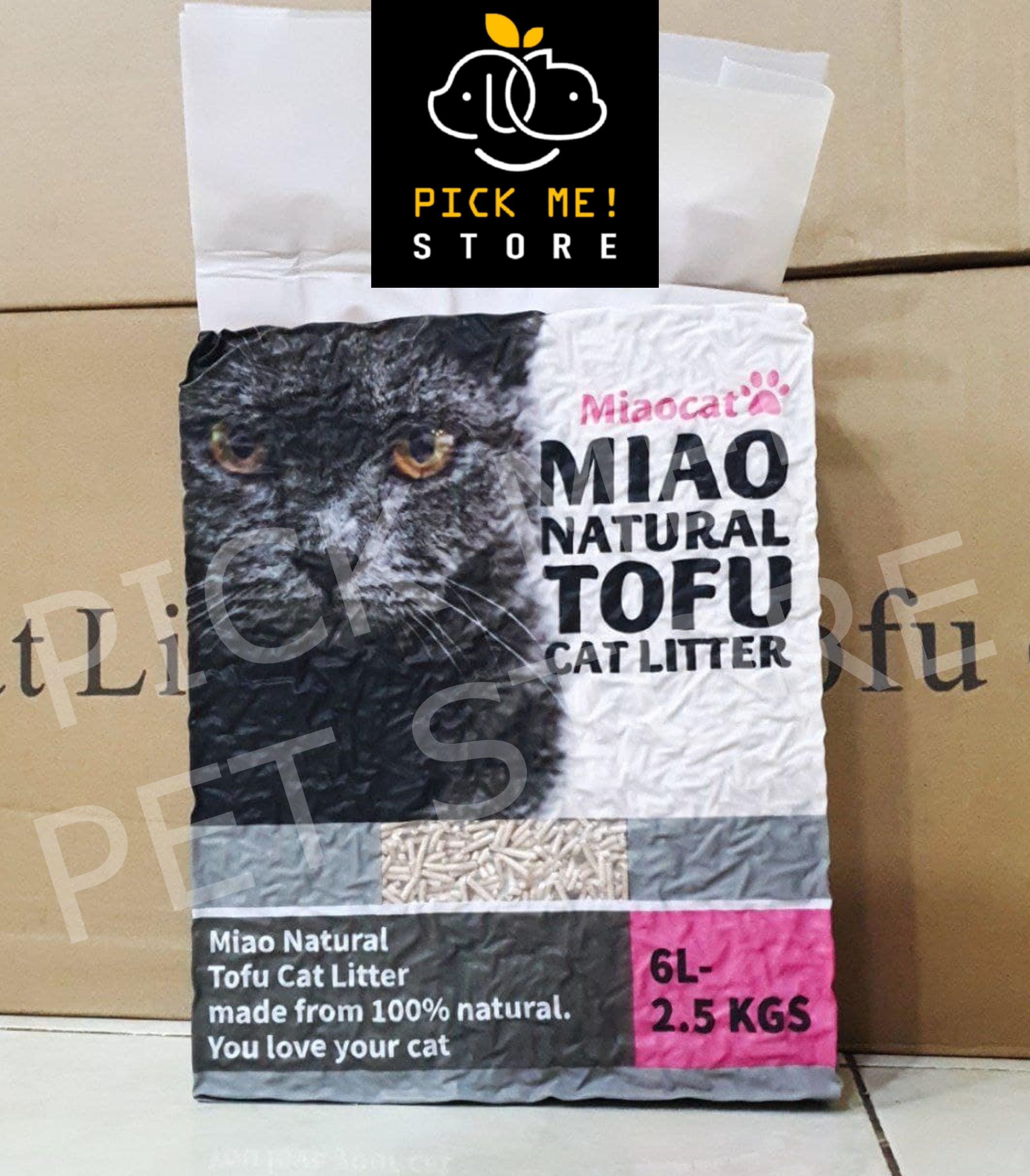 Cát vệ sinh đậu nành hữu cơ MIAO NATURAL TOFU 6L - siêu khử mùi, ít bụi. Có thể xả bồn cầu (Miaocat)