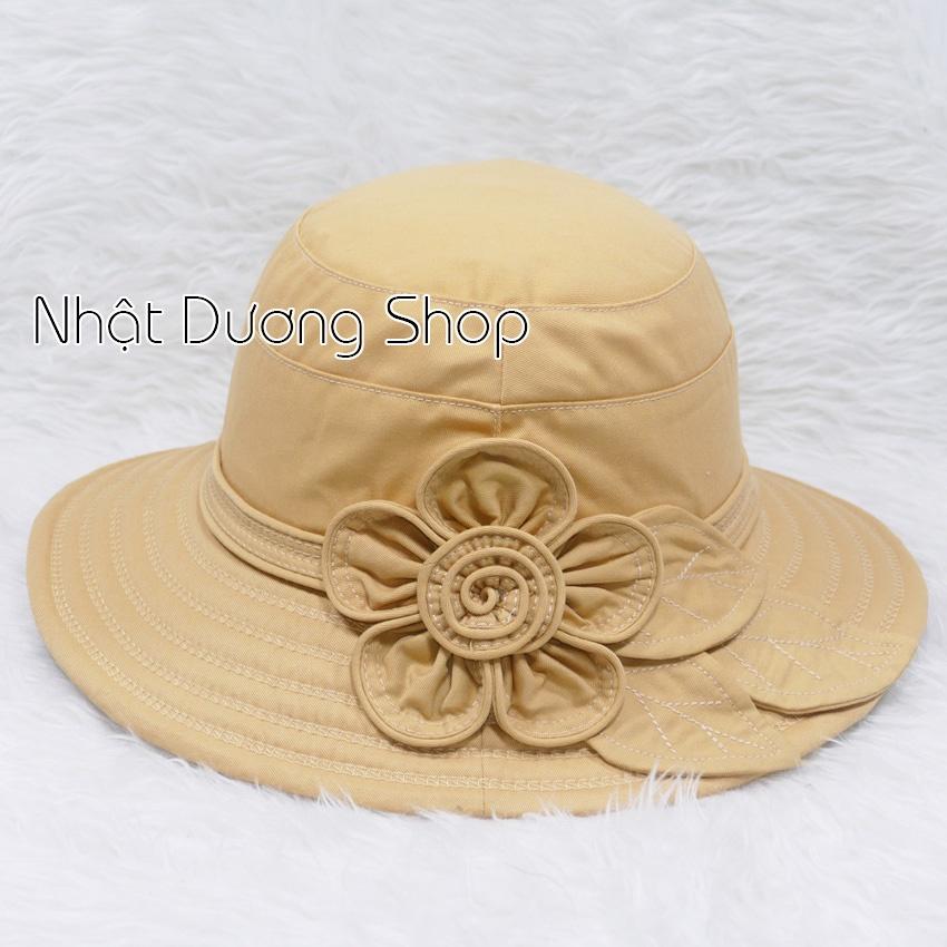 Mũ Bo vành rộng 7cm ,nón tai bèo vành rộng gắn hoa và lá- Chất liệu cotton cao cấp phù hợp cho các bạn nữ