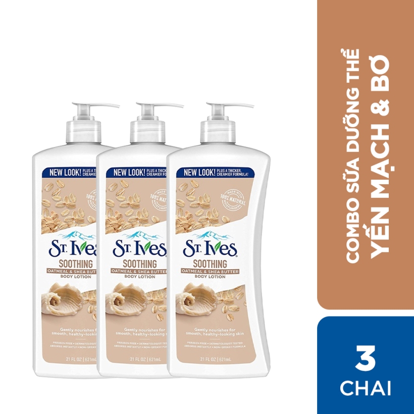 Combo 3 chai Sữa dưỡng thể St.Ives Yến Mạch và Bơ 621ml
