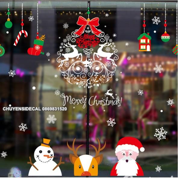 COMBO Decal dán tường Noel - Rèm dây nhân vật kết hợp Vòng Nai