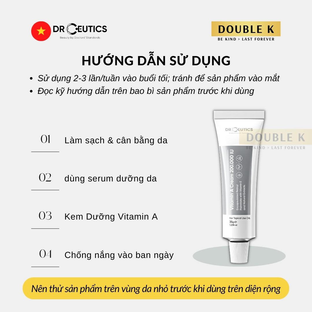 Kem Dưỡng Trẻ Hóa Da DrCeutics Vitamin A Cream 200.000 IU - Double K