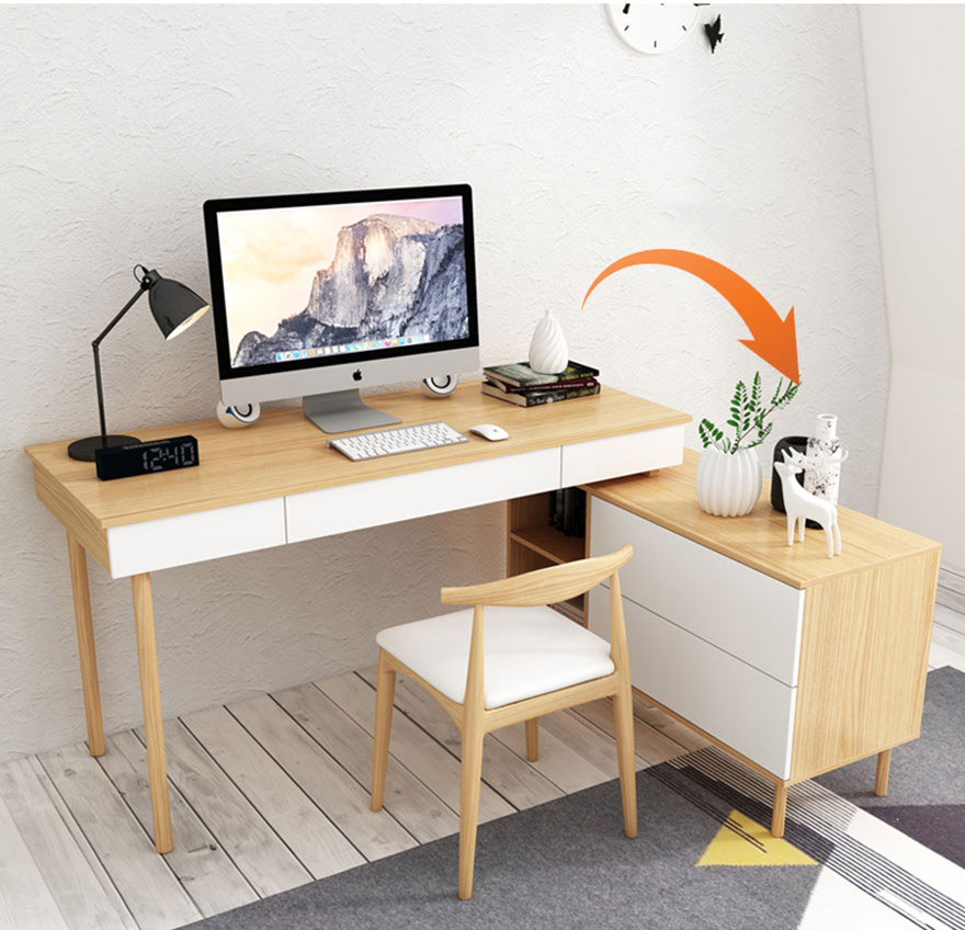 Bàn làm việc liền tủ tại nhà bằng gỗ đẹp