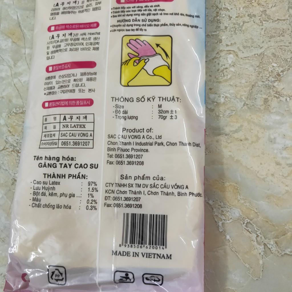 Găng tay chất liệu cao su chống nước dùng Rửa chén hoặc Giặt quần áo Rửa xe màu vàng dài 32cm