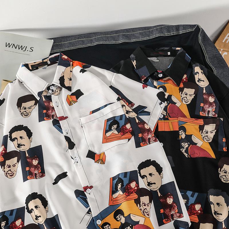 Áo Sơ Mi Nam Ngắn Tay In Hình Hoạt Hình 2 Màu