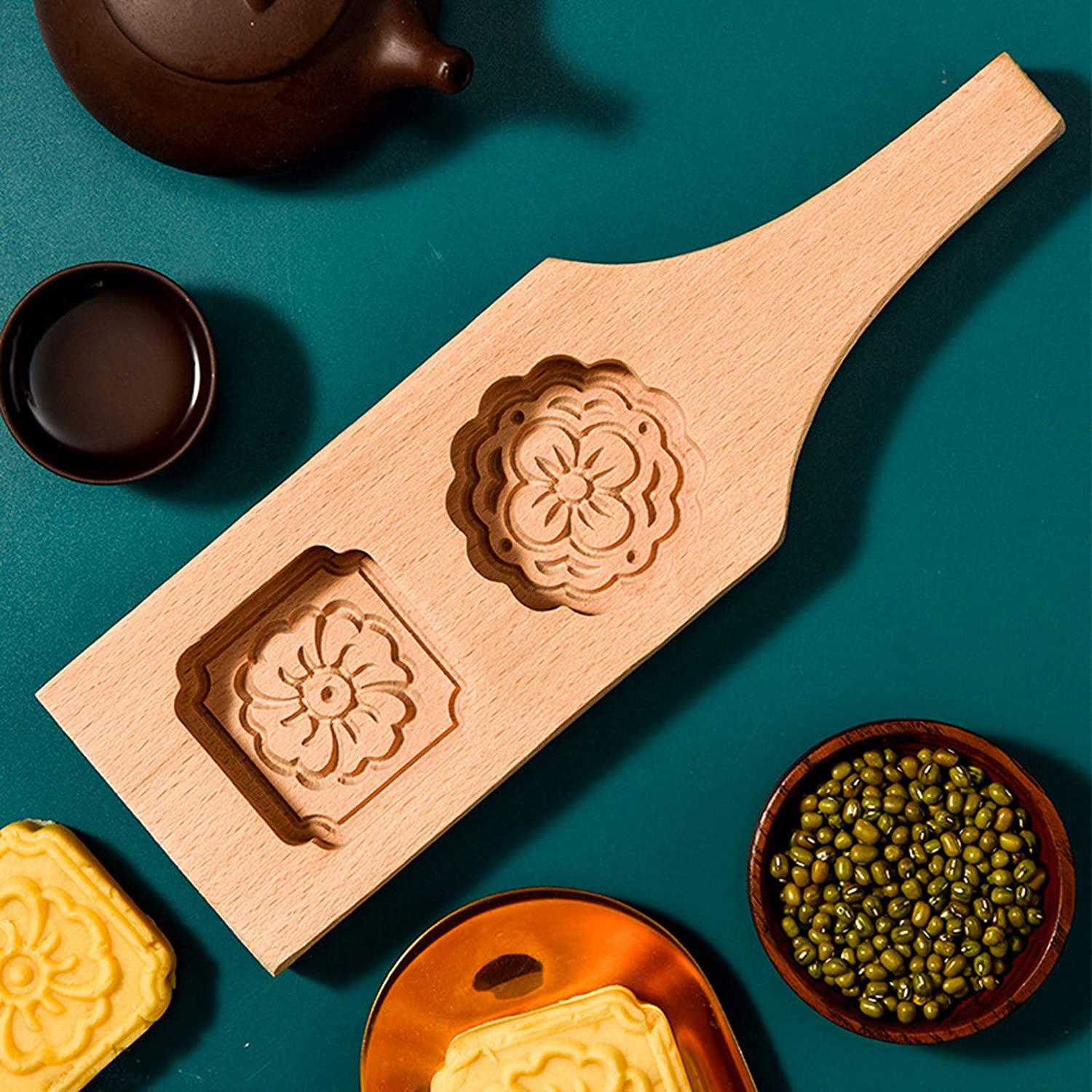 Khuôn làm bánh trung thu bằng gỗ khuôn làm bánh trung thu hình hoa thủ công