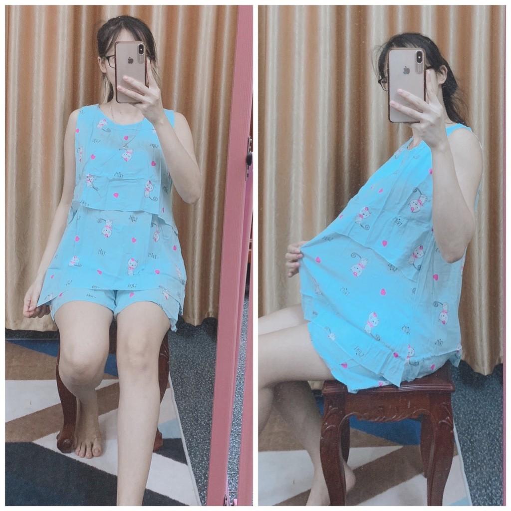 Bộ lanh bầu chất mát mặc nhà freesize từ 45 đến 70kg