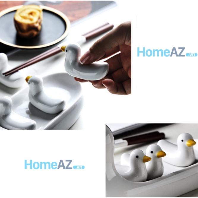 Đồ gác đũa muỗng, kê đũa bằng sứ hình đàn vịt siêu dễ thương Cute Duck mã AZDTT002