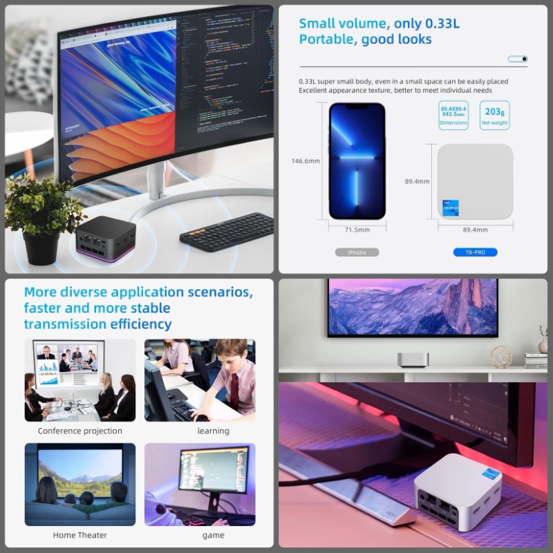 Máy Tính Siêu Nhỏ Ultra Mini T9 PLUS - Intel thế hệ 12 Alder Lake N100 - Hỗ Trợ Xuất Hình 4K 60hz