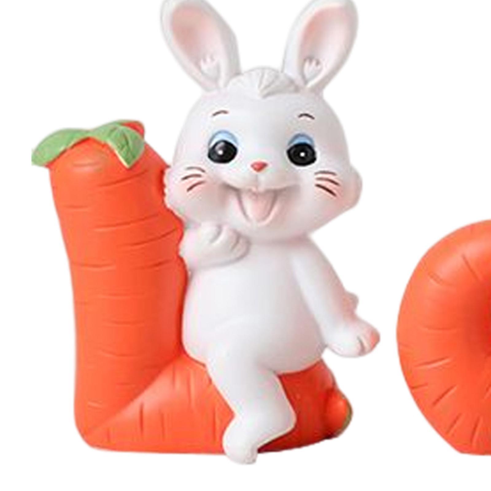 Carrot Bunny Figurines Sculptures Rabbit Statue for Desktio Collectible