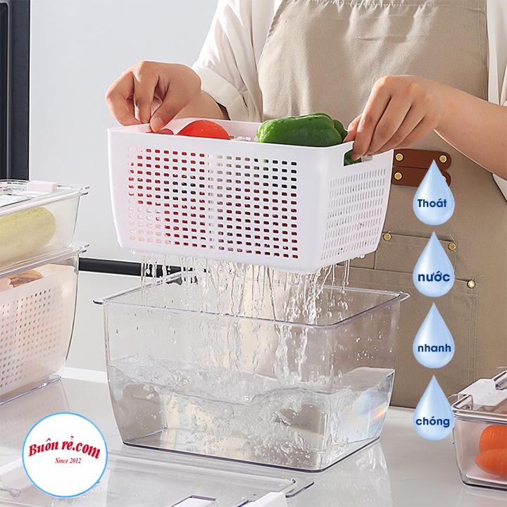Hộp đựng thực phẩm tủ lạnh 2 lớp Hokori tiện lợi , dễ dàng bảo quản thức ăn, có lỗ thoát nước br01542