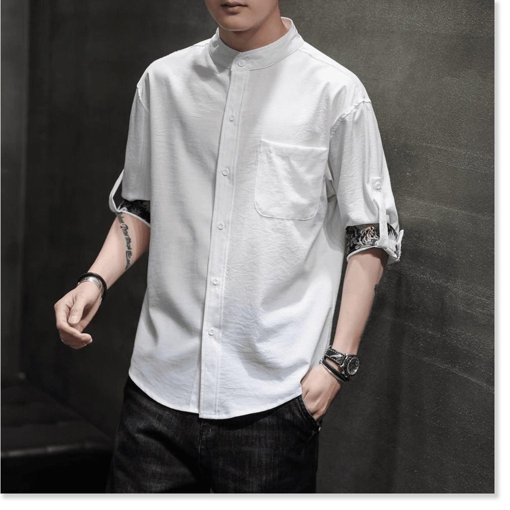 Áo sơ mi cổ tàu NAM CỰC CHẤT PHONG CÁCH , LỊCH LÃM SIÊU HOT HÈ 2021 KME FASHION
