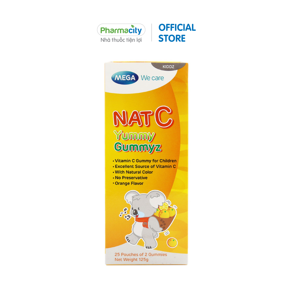 Kẹo dẻo bổ sung vitamin C cho trẻ giúp tăng cường sức đề kháng Nat C Yummy Gummyz (125g)