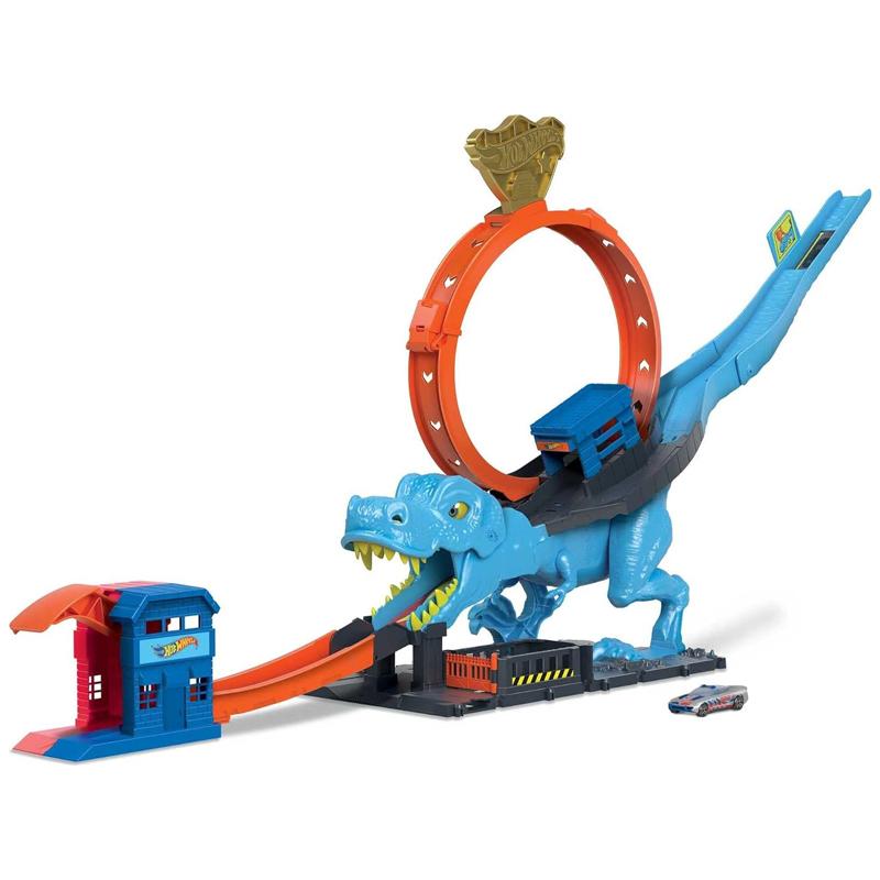 Bộ Đồ Chơi Thử Thách Khủng Long T-Rex Nuốt Chửng Siêu Xe - Hot Wheels HKX42