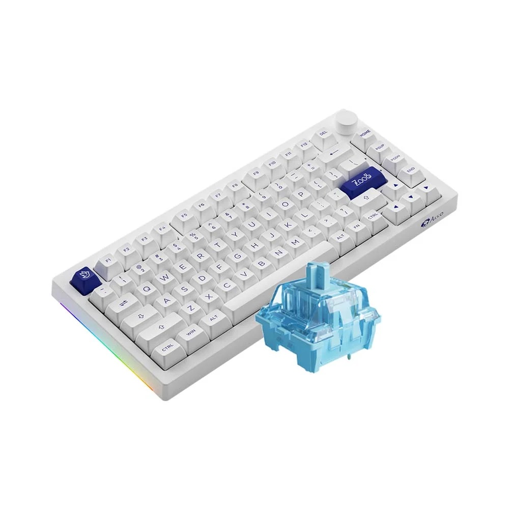 Bàn phím cơ AKKO 5075B Plus Blue on White - Hàng chính hãng