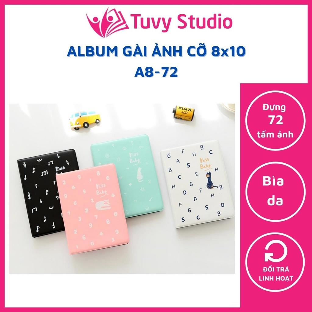 Album ảnh 8x10 đựng 72 ảnh bìa da Puss baby hình mèo siêu cute để được ảnh 6x9 ép plastic ảnh cho con Tú Vy Studio