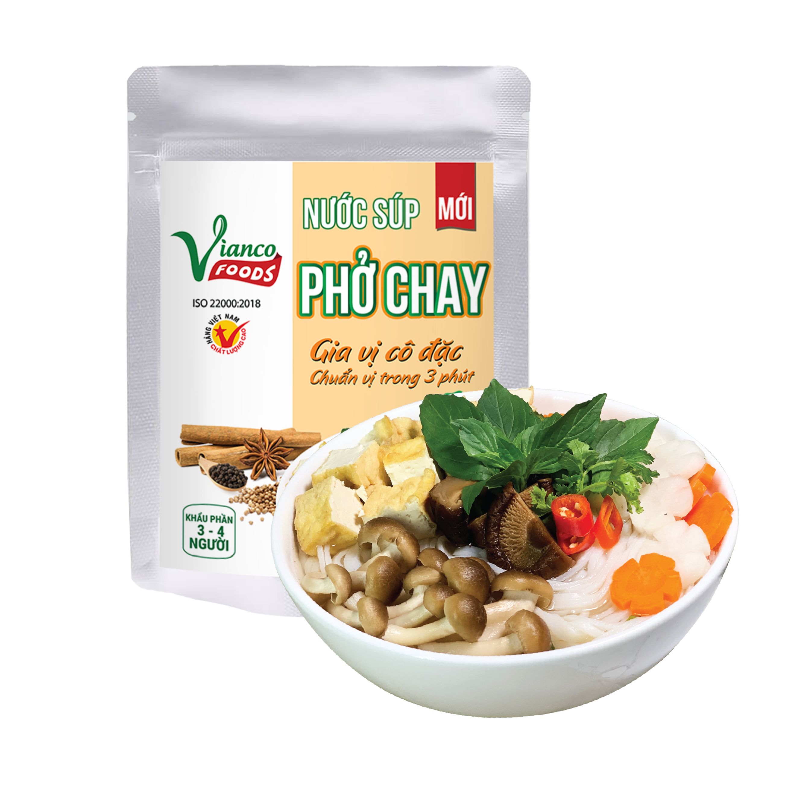 Combo 03 Túi Nước Súp Phở Chay Việt Ấn (200ml/túi)