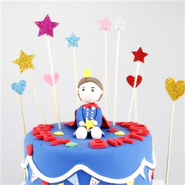4/10 Pieces Glitter Handmade Beautiful Love Heart Cupcake Toppers Cake Birthday Party Wedding Party Decoration