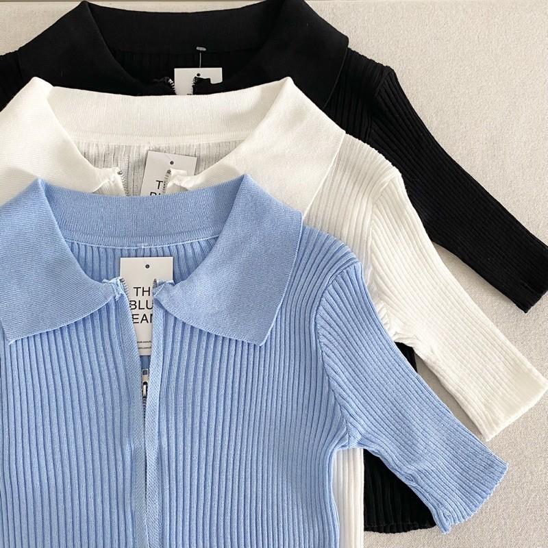Áo Crop Top Kiểu Polo Body Có Dây Kéo - Nhiều Màu
