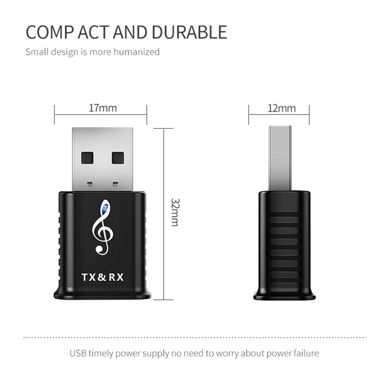 New USB Bluetooth 5.0 Transmitter Receiver 3.5mm Audio Adapter Converter