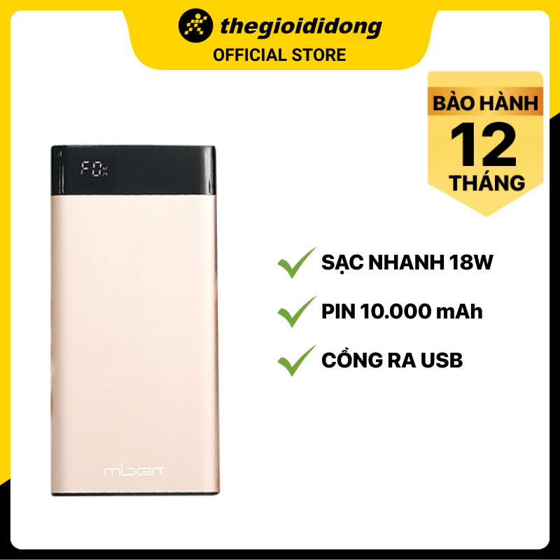 Pin sạc dự phòng Polymer 10.000 mAh Type C PD QC3.0 Mbest DS506-WB - Hàng chính hãng