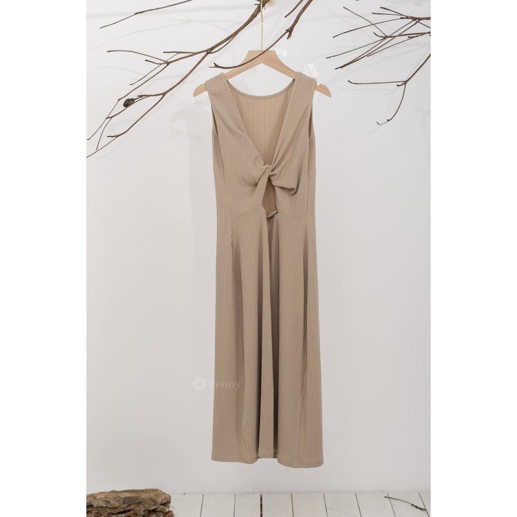Váy kiểu nữ len tăm ôm, sát nách, chi tiết vặn xoắn, hở lưng trẻ trung, sành điệu Peony Design - NORA DRESS