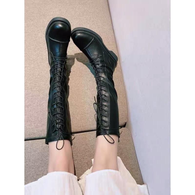 (Sẵn 36 38 39 40)Boots đùi nữ đan dây cao ôm chân sang chảnh - 2 ảnh thật cuối