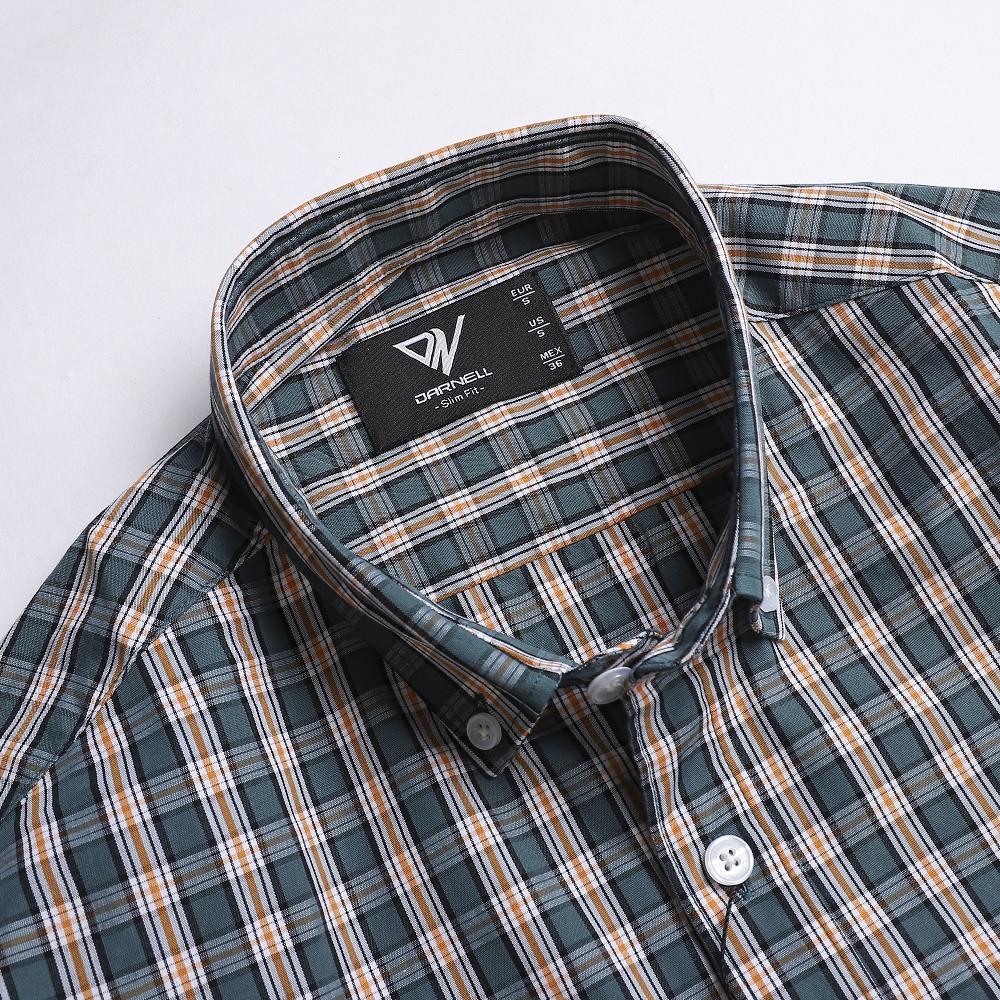 Áo sơ mi tay ngắn nam cao cấp kẻ caro chất cotton bền đẹp chính hãng DARNELL DN0041