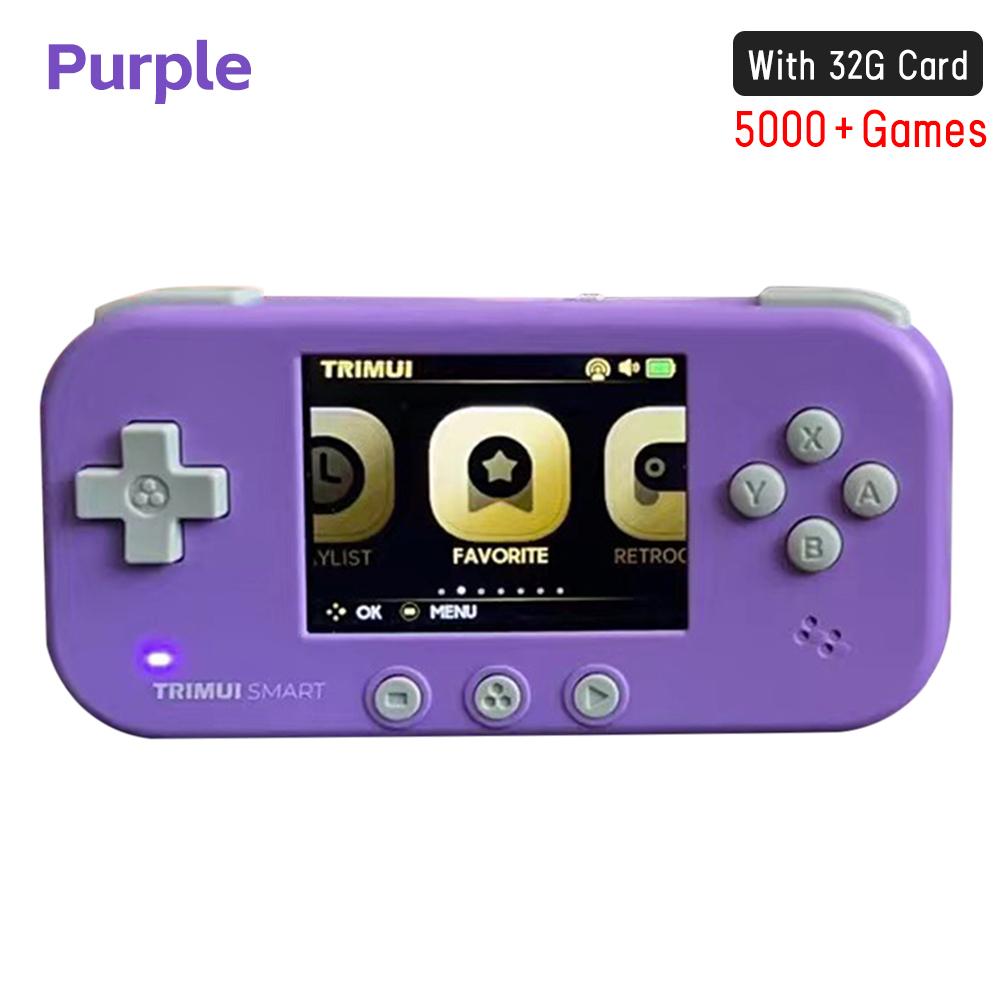 Trimui thông minh Retro Handheld Trò chơi bảng điều khiển di động Mini tích hợp 15000 Trò chơi cổ điển Trò chơi 2,4 inch Trò chơi Home Giải trí tại nhà: Thẻ 32G màu tím