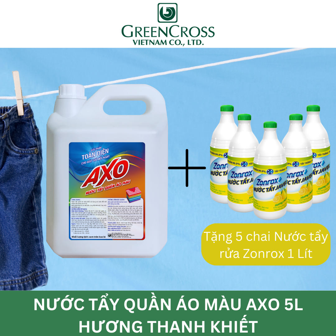 Mua 1 Tặng 5 Nước Tẩy Quần Áo Màu Đánh Bay Vết Bẩn Axo 5 Lít Tiết Kiệm - Hương Thanh Khiết