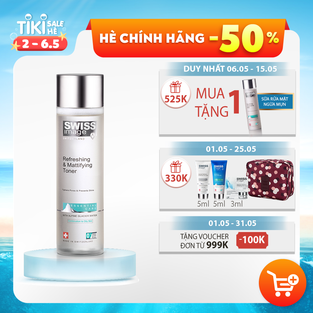 Nước hoa hồng dành cho da hỗn hợp và da dầu Swiss Image Refreshing &amp; Mattifying Toner 200ml