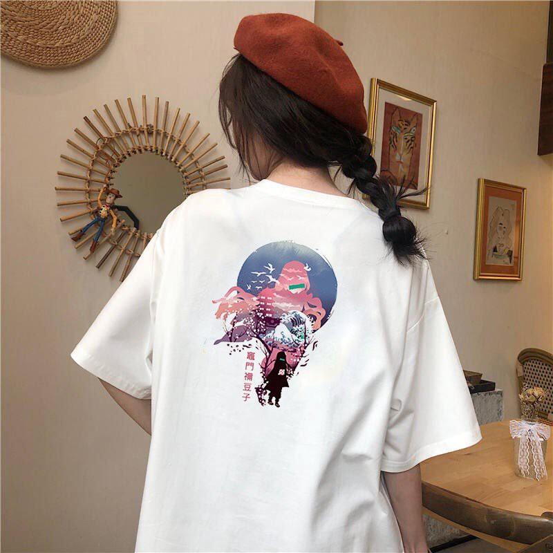 Áo thun tay lỡ form rộng họa tiết phong cách Nhật Bản vải dày mịn 2020T2455