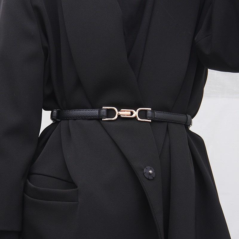 Thắt váy da khóa vàng kim loại Thắt váy áo blasez siêu tiện lợi 1.4cm