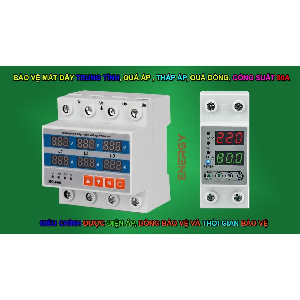 Thiết Bị Điện Bảo Vệ Lỗi Điện Áp Và Dòng Điện 3 Pha 80A