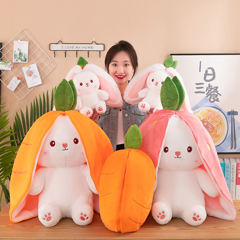 Gấu bông thỏ tai ụp, thỏ biến hình 2 trong 1 độc đáo (20cm---&gt;50cm) siêu dễ thương hot hit, thỏ trái cây biến hình hot trend