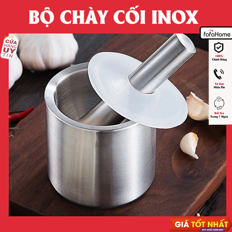 Bộ Cối Chày Inox Đường Kính 10cm Dùng Để Giã Thức Ăn, Giã Cua Chống Nấm Mốc