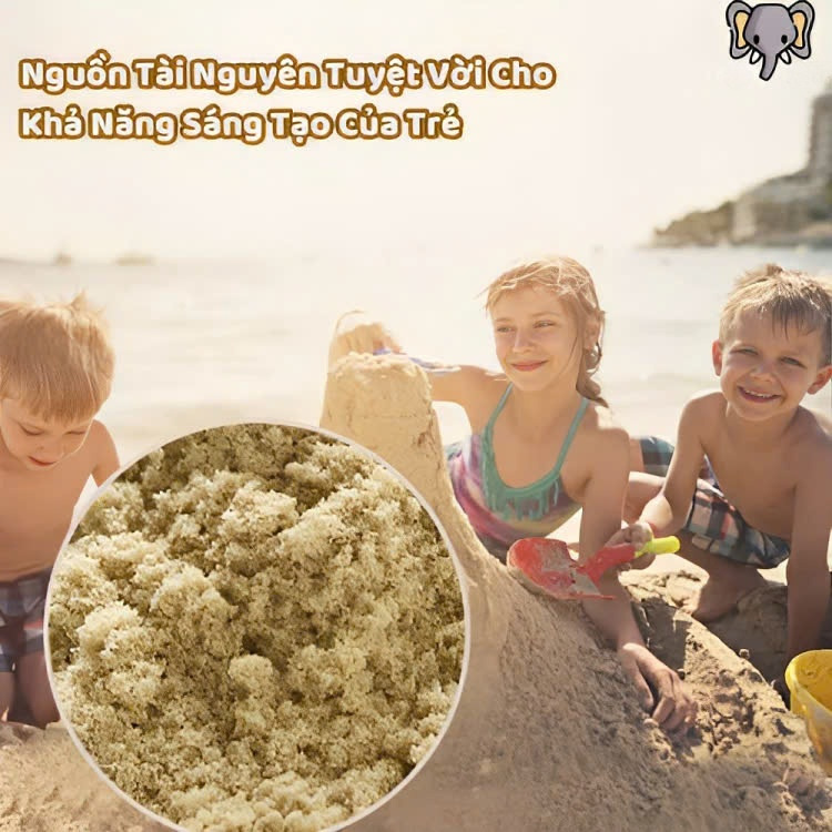 COMBO 1 kg Cát Động Lực Cát Nặn Cát Vi Sinh GỒM: 500g cát màu cam 500g cát màu xanh 6 khuôn hình 1 phao Bồ cào và xẻng SÁNG TẠO AN TOÀN PHÁT TRIỂN TOÀN DIỆN Cho Bé Trẻ Em Đất Nặn