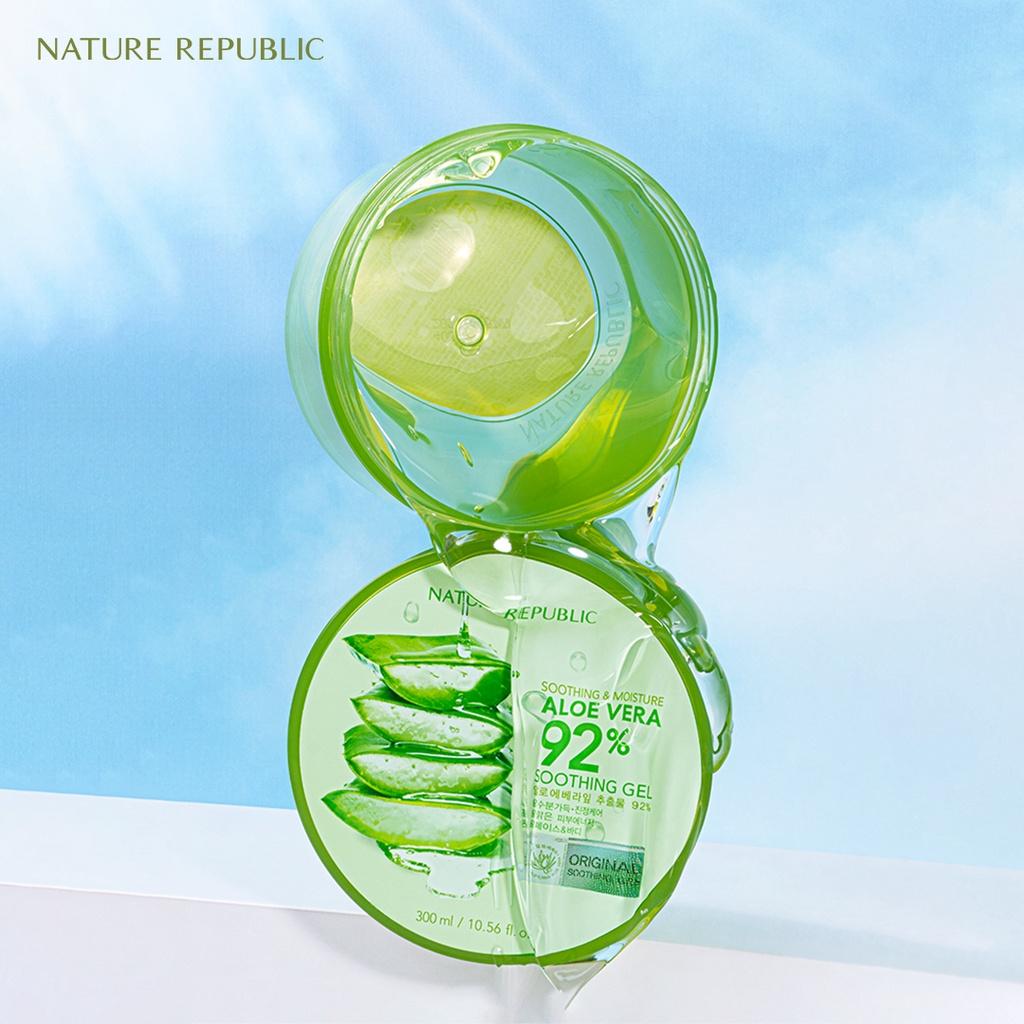 Nature Republic Kem dưỡng da Soothing &amp; Moisture Aloe Vera 92% Soothing Gel (Jar) 300ml