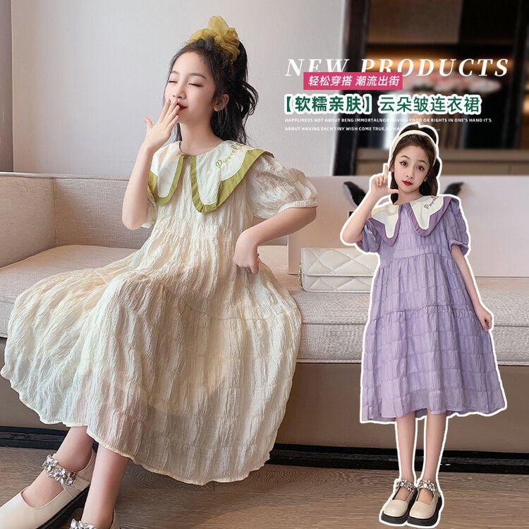 DONGSHOP Cô gái mùa hè đầm 2023 tây trung bình cô gái lớn đầm công chúa váy trẻ em mùa hè đầm