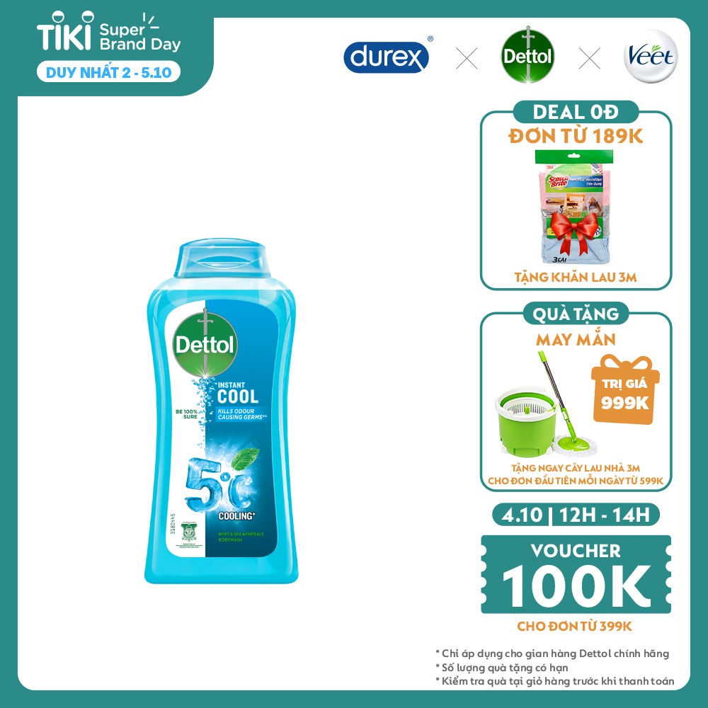 Sữa tắm Dettol mát lạnh tức thì - chai 250g