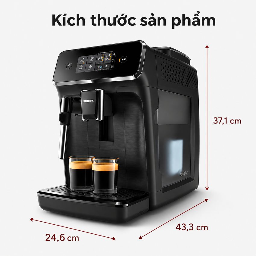 Máy pha cà phê Espresso, Americano tự động và Capuccino, Latte thương hiệu Philips EP2124/72 Serial 2200 - Hàng chính hãng