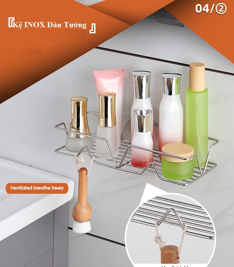 Giá treo đồ nhà tắm INOX 304 Dán Tường gạch men không han rỉ kích thước 30cm - KT30