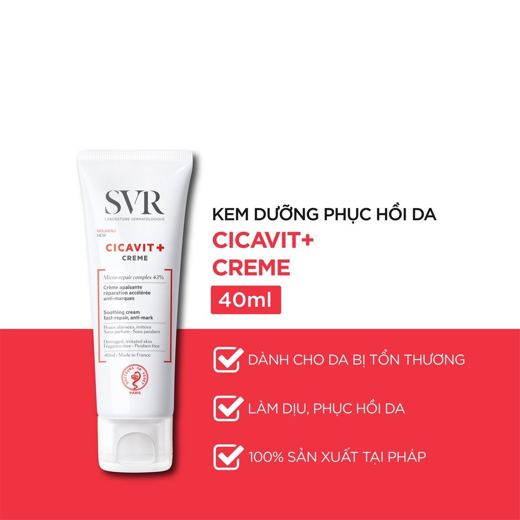 Kem dưỡng SVR Cicavit + Crème 40ml làm dịu da bị nứt nẻ, mẩn đỏ