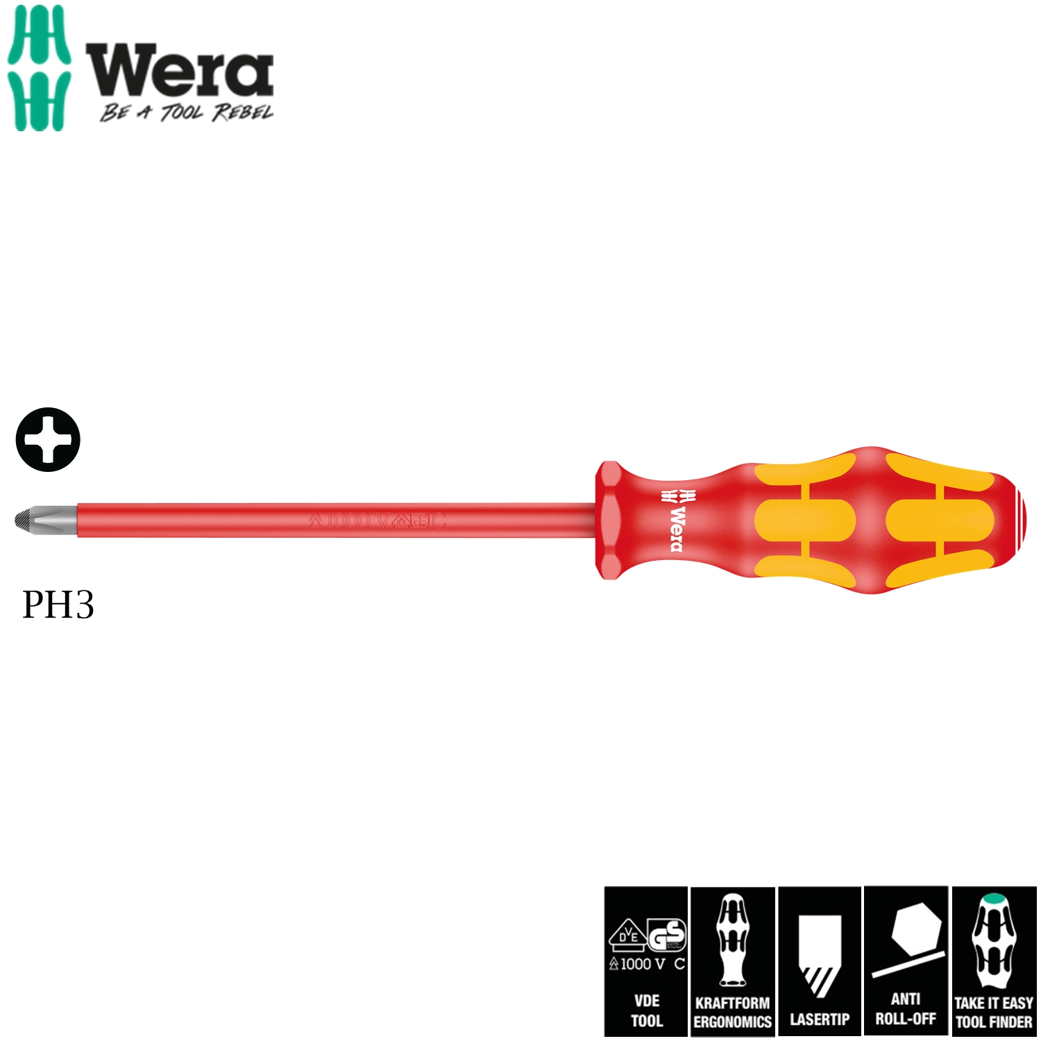 Tua vít cách điện 162i PH 3 x 150 mm, Wera 05006156001