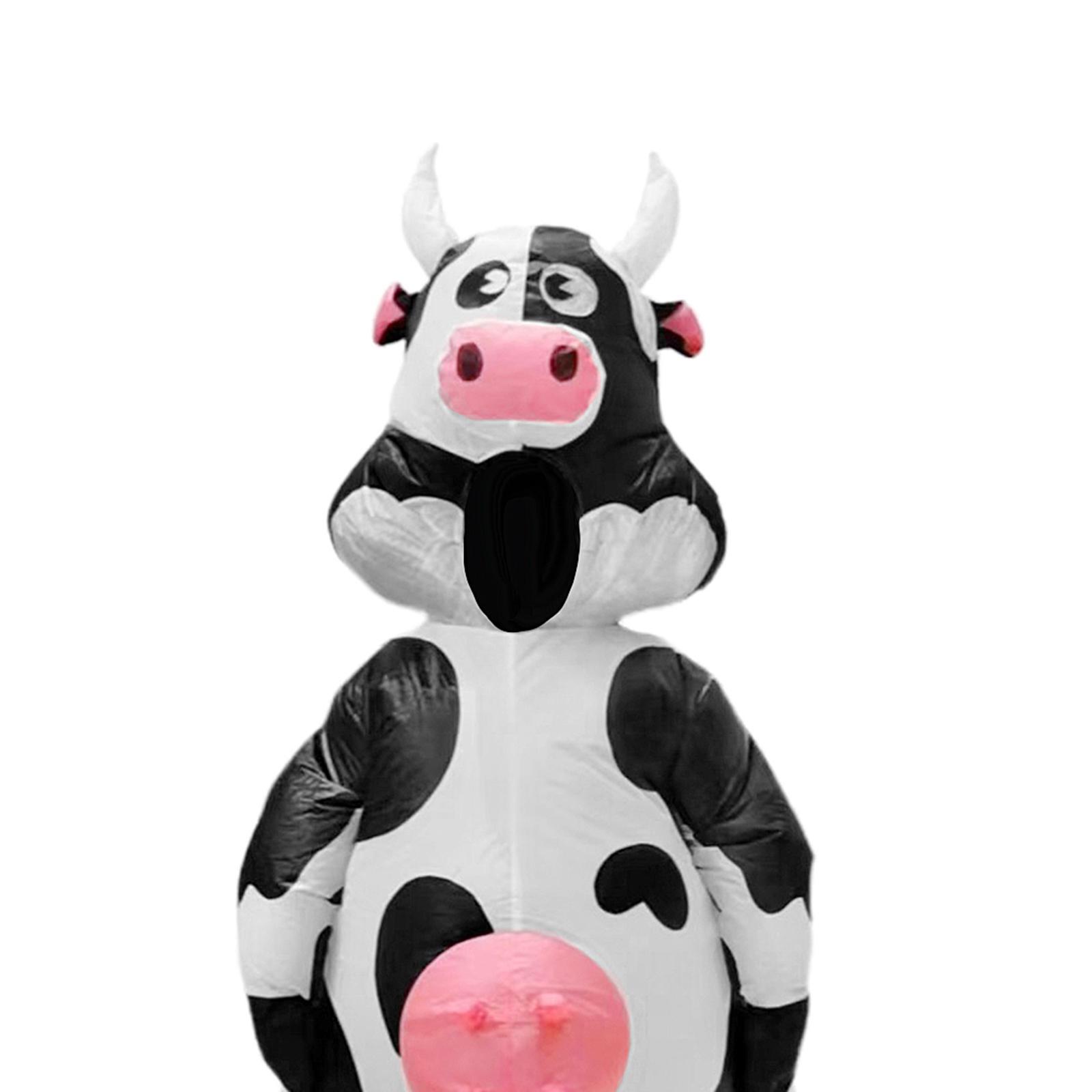 Inflatable Cow Costume Farm Animal Costume Role Play Clothing Blow Costume Fancy Dress for Party Holiday Halloween Carnival Cosplay Props
