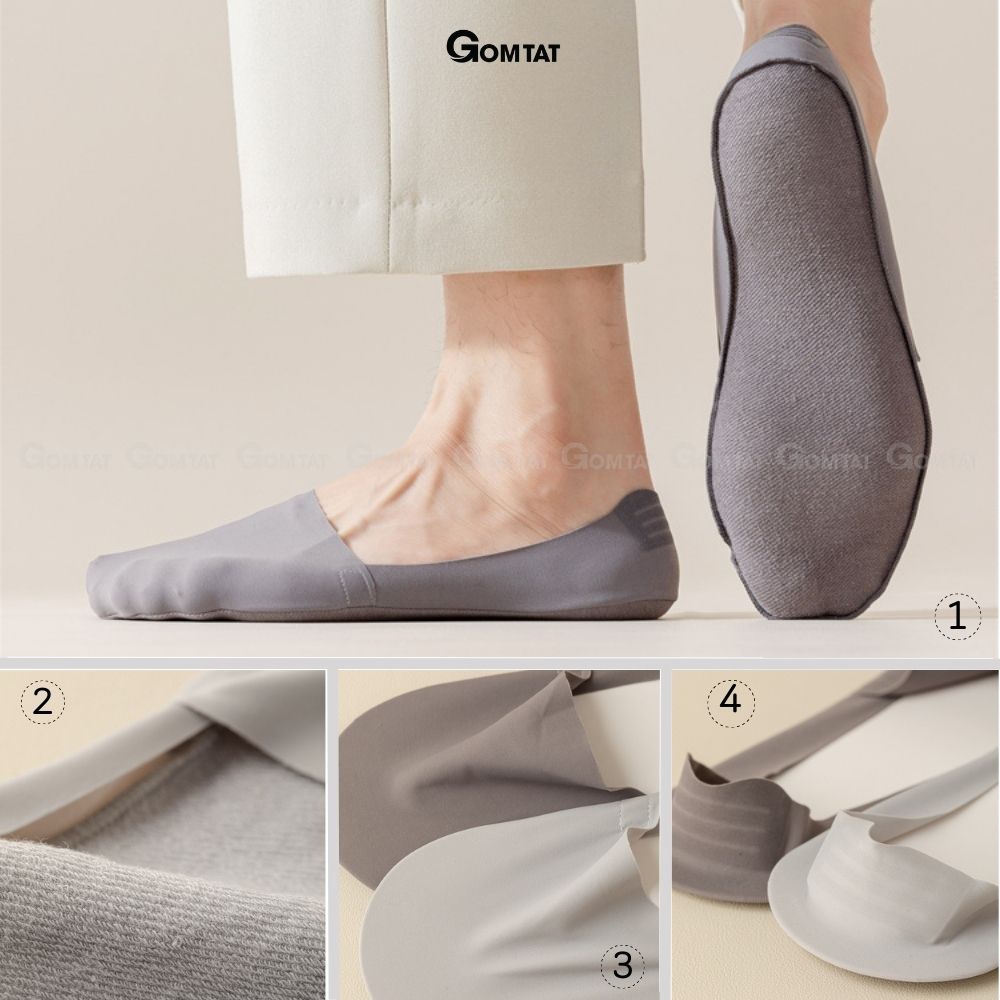 Combo 10 đôi tất vớ lười nam GOMTAT chất liệu cotton, đệm cao su chống tuột gót, khử mùi cực tốt - TATLUA-UYE-7010-CB10