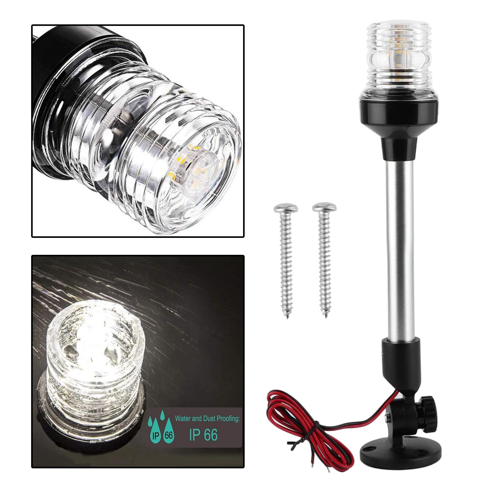 White LED Fold Down Boat Stern Light Boat Anchor Light for Pontoon and Fishing Boat